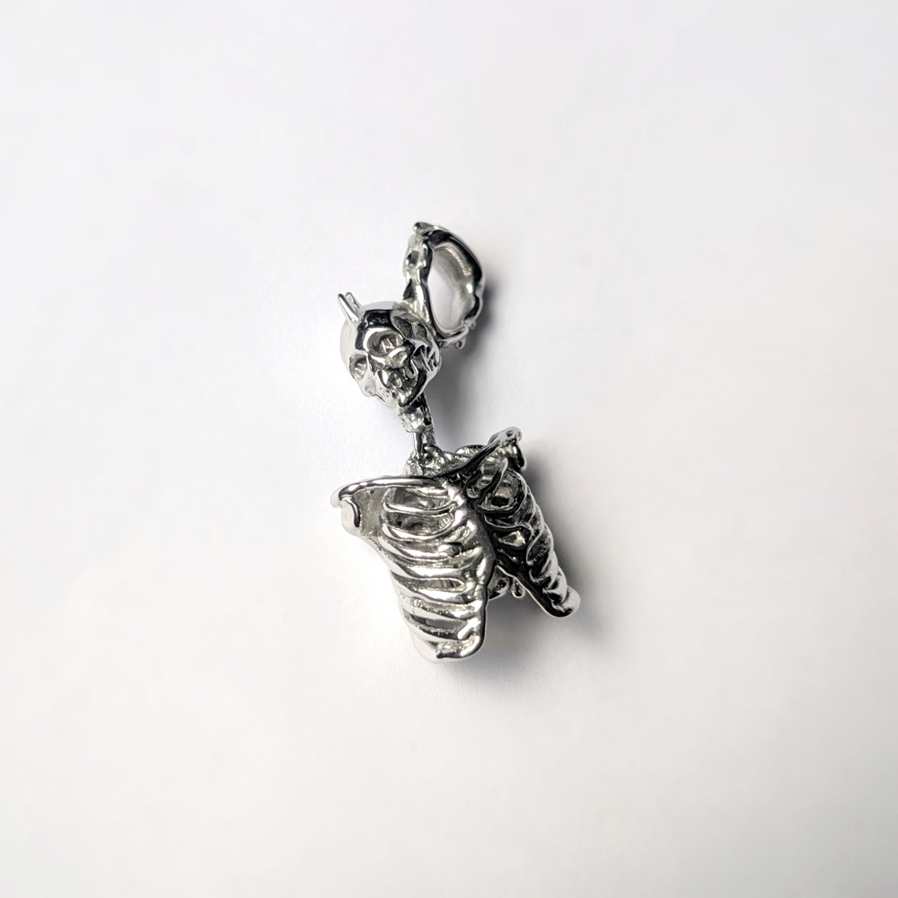Hard Jewelry trapped inside pendant Stainless steel Skeleton skull Rib Cage